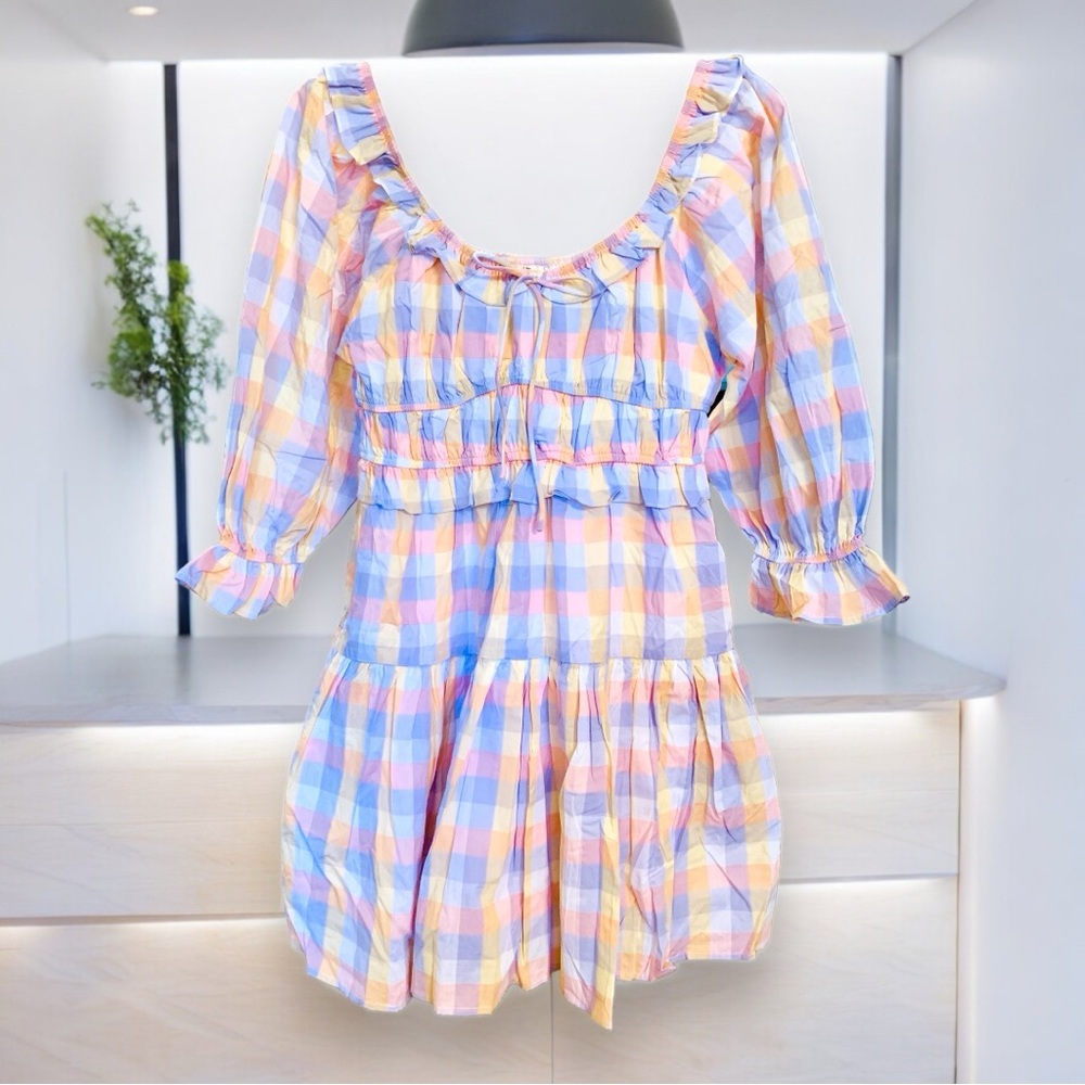 NEW Entro Pastel Gingham Pattern Dress Size Small
